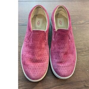 UGG Jass Magenta Pink Perforated Suede Slip On Sneakers Shoes 1011250 Womens 8.5